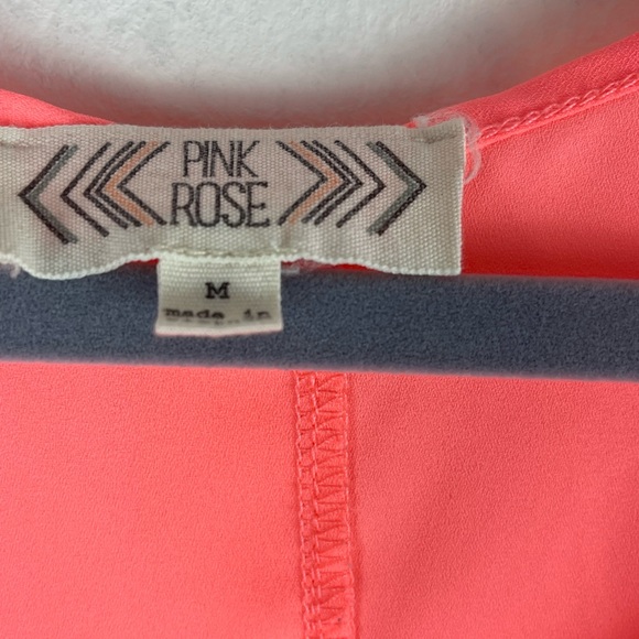 Pink Rose Sleeveless Tank Neon Salmon Color Size M - Picture 6 of 7